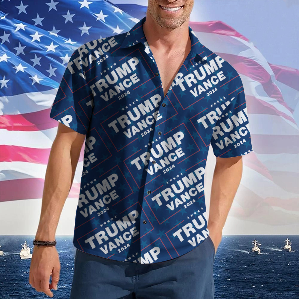 Trump Vance 2024 Hawaiian Shirt Donald Trump For President Button Up Shirt For Men MAGA Merch Trump Vance 2024 Hawaiian Shirt Donald Trump For President Button Up Shirt For Men MAGA Merch