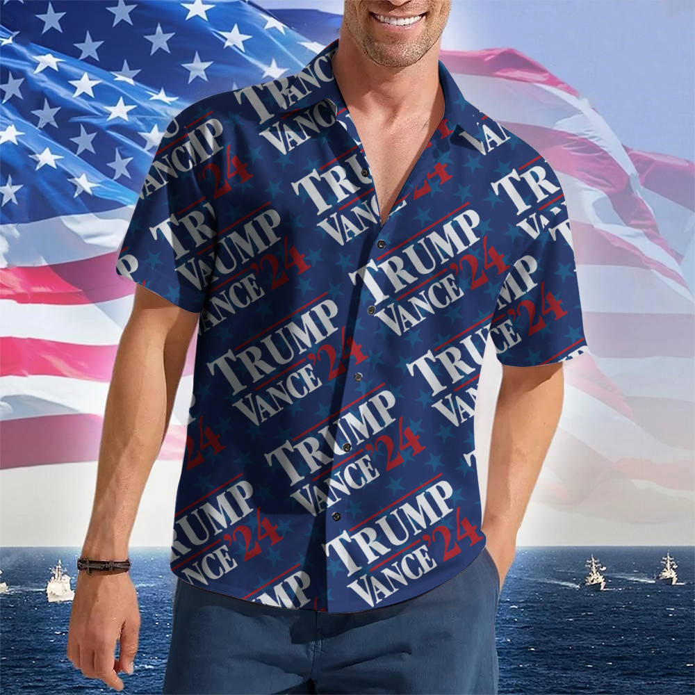 Trump Vance 2024 Hawaiian Shirt Trump For President Patriotic Button Up Shirt MAGA Merchandise Trump Vance 2024 Hawaiian Shirt Trump For President Patriotic Button Up Shirt MAGA Merchandise
